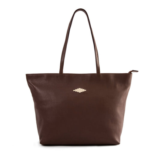 Pampeano 'Trapecio' Tote Bag - Brown Leather