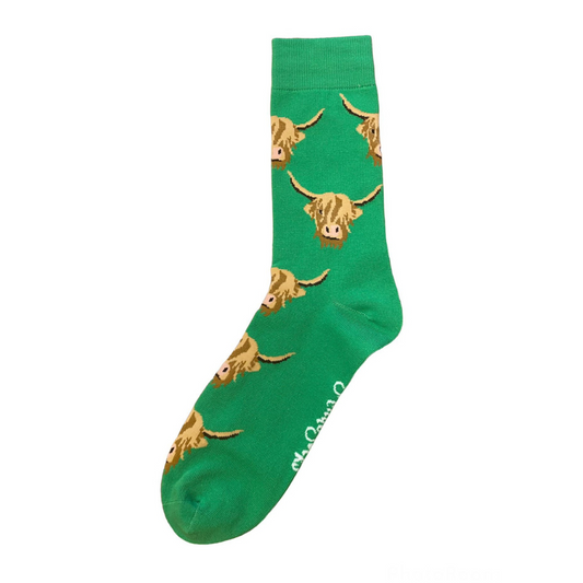 ShuttleSocks Green Highland Cow Socks