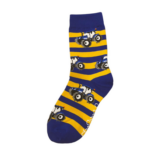 ShuttleSocks Mustard and Navy Kids Tractor Socks