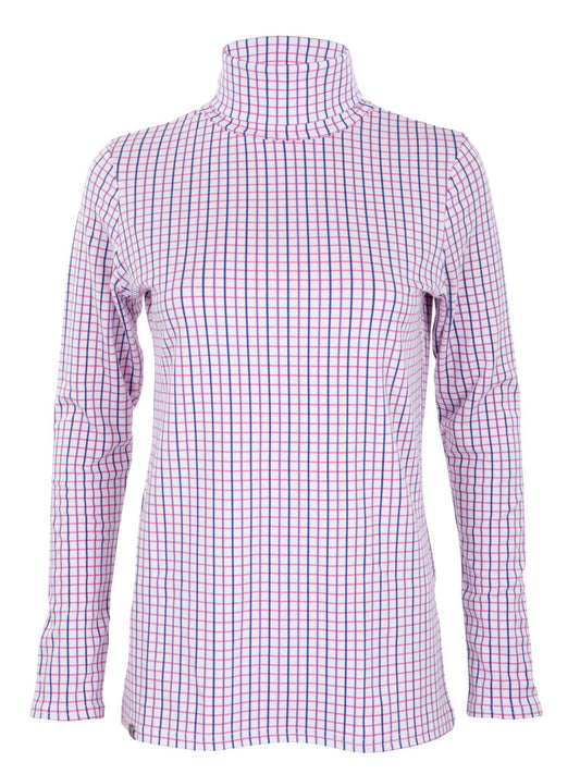 GINGER & JARDINE LADIES COSY ROLL NECK – PINK CHECK