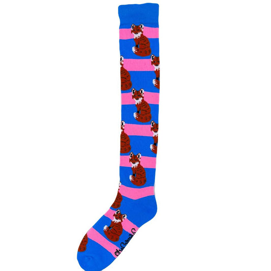 Shuttlesocks Pink & Blue Long Fox Welly Socks